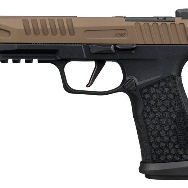 Sig Sauer P365 Fuse Freedom 9mm pistol with 4.3-inch barrel in bronze and black