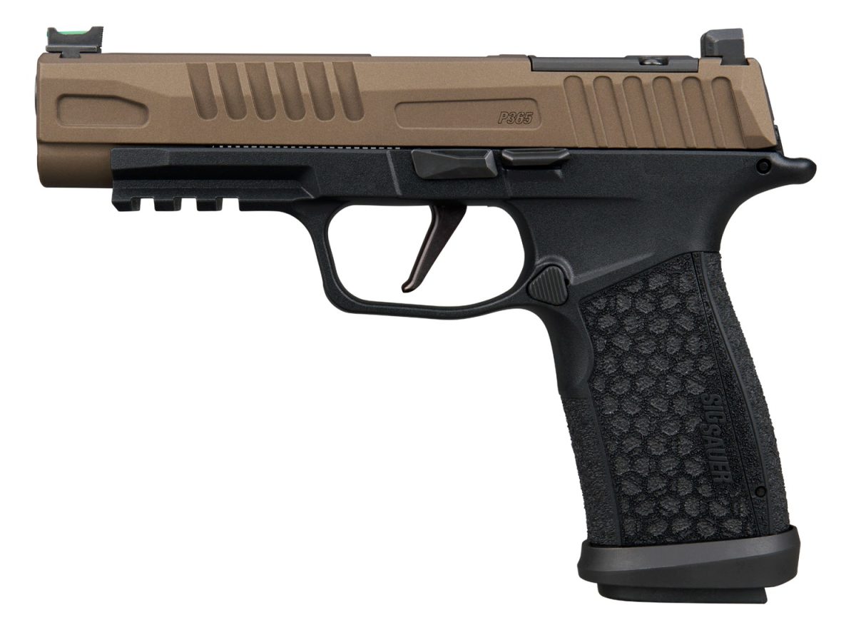 Sig Sauer P365 Fuse Freedom 9mm pistol with 4.3-inch barrel in bronze and black