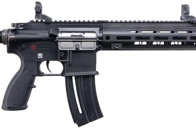 Heckler & Koch HK416 .22 LR rifle with 16.1-inch barrel and flip-up sights