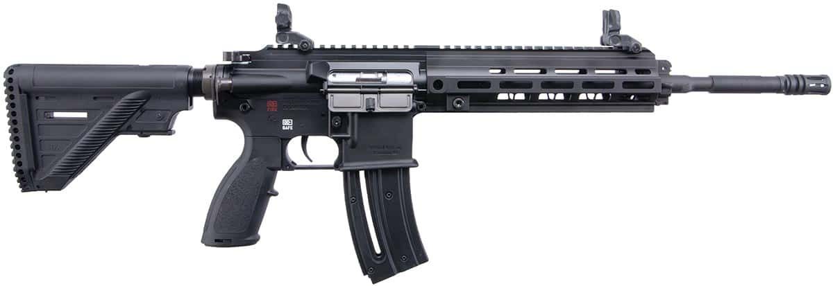Heckler & Koch HK416 .22 LR rifle with 16.1-inch barrel and flip-up sights