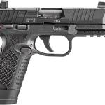 FN 502 Tactical .22 LR black pistol with 4.6-inch threaded barrel