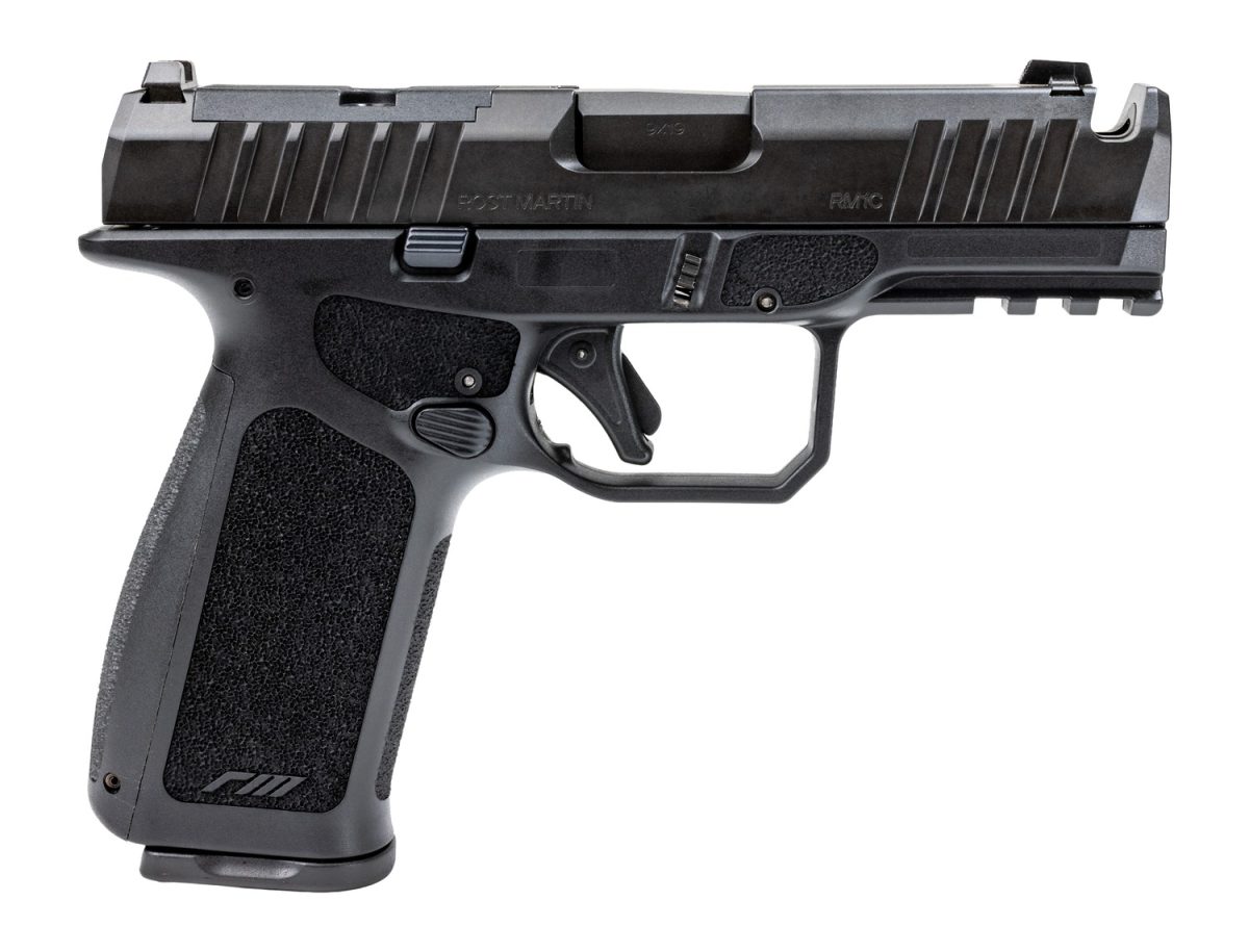 Rost Martin compact 9mm handgun with 4-inch compensated barrel and black finish