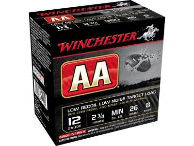 Winchester 12 Gauge Ammunition AA Low Recoil Light Target AA12FL8 2-3/4" 7/8oz #8 250 rounds