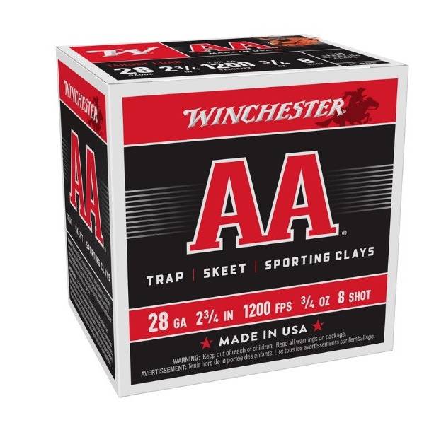 Winchester 28 Gauge Ammunition AA Target AA288 2-3/4" 3/4oz #8 Shot 250 rounds