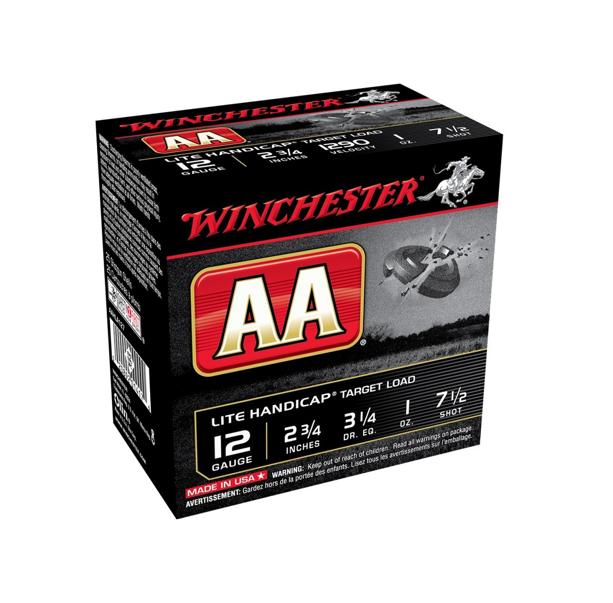 Winchester 12 Gauge AAHLA127 Ammunition AA Target Loads 2-3/4" Lead 7.5 Shot 1oz 1290fps Case of 250 rounds