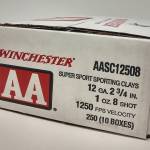 Winchester AA 12 Gauge Ammunition AASC12508CASE 2-3/4" #8 Shot 1oz 1250fps CASE 250 Rounds