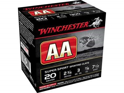 Winchester 20 Gauge Sporting Clays AASC207 2-3/4" #7.5 Shot 7/8oz 1300fps CASE 250 Rounds