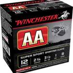 Winchester 12 Gauge Ammunition AA Super Sport Sporting Clays AASCL128 2-3/4" 8 Shot 1oz 1350fps 250 Rounds