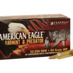 Federal 22-250 Ammunition AE2225050VP 50 Grain Jacketed Hollow Point 50 rounds