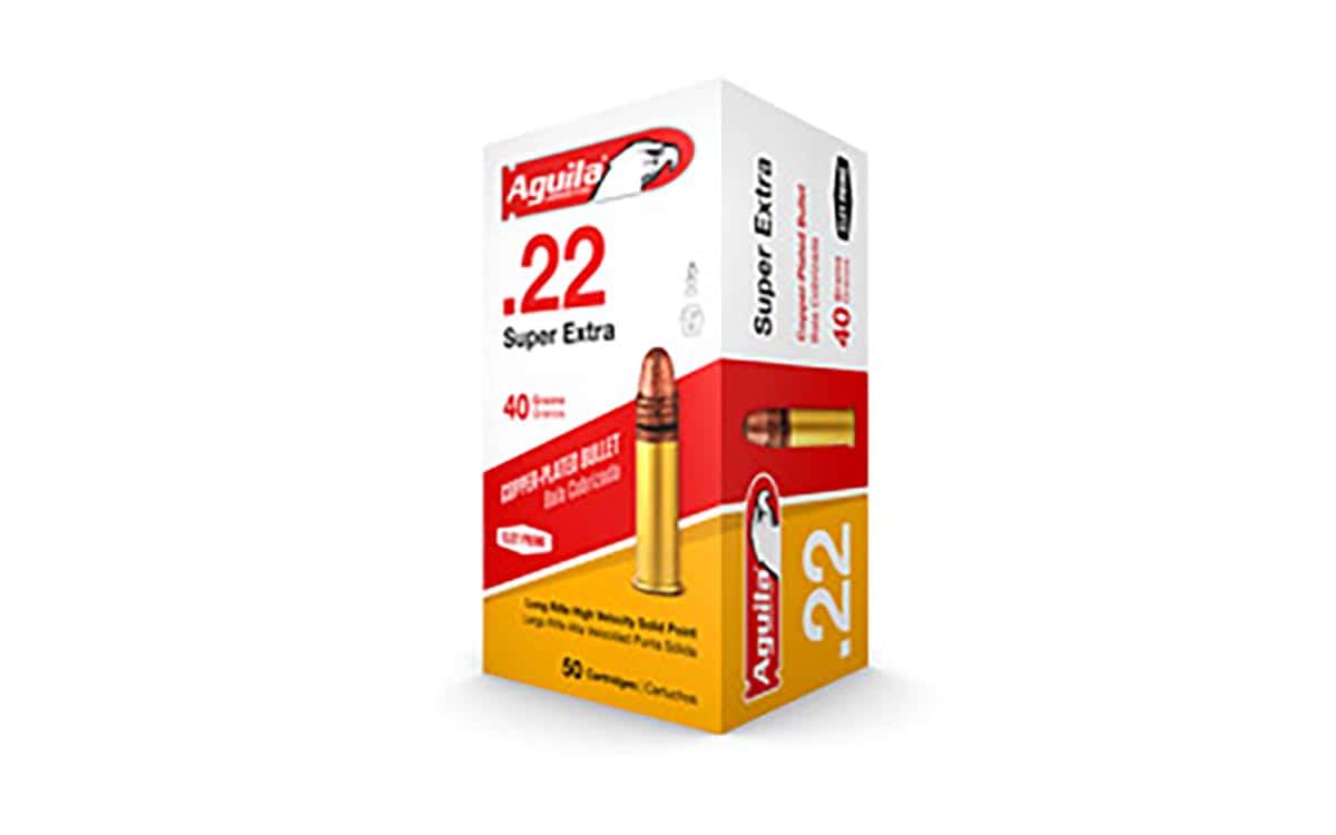 Aguila High Velocity .22 LR | 50 Rds | 40 Gr | Copper Plated Solid Point | 1255 FPS