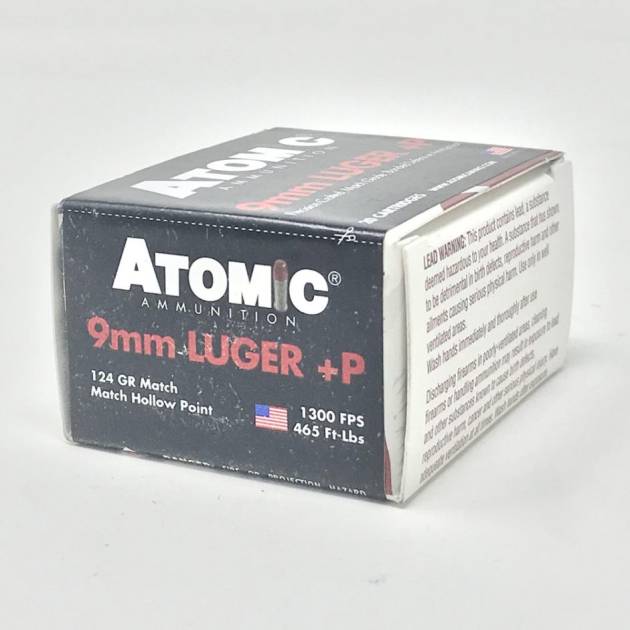 Atomic Ammunition 9mm Luger +P 00454 124 Grain Hollow Point 20 Rounds
