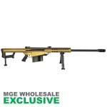 Barrett 82A1 .50 BMG rifle with 29-inch black fluted barrel and gold receiver