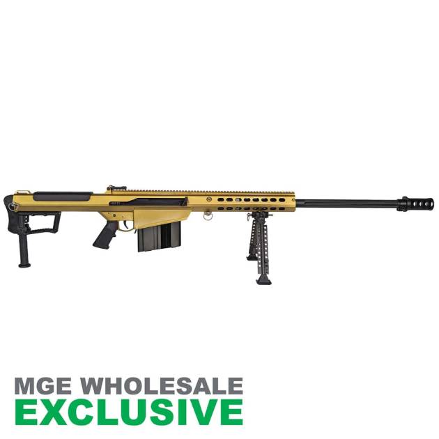 Barrett Firearms M107A1 29-inch gold semi-automatic rifle with bipod