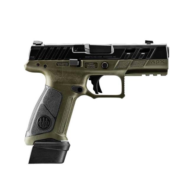 Beretta APX A1 Ported 9mm pistol with 4.25-inch barrel in olive drab green