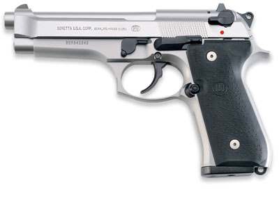 Beretta 92FS Inox 9mm pistol with 4.9-inch barrel and fixed sights