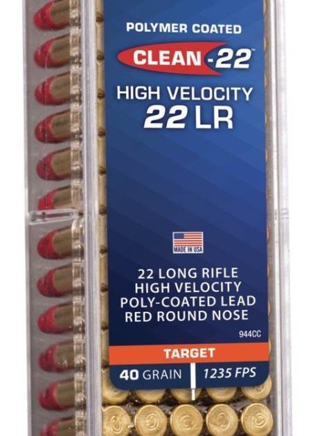 CCI 22 LR Ammunition Clean-22 944CC 40 Grain Red Poly Coated Lead Round Nose 100 Rounds