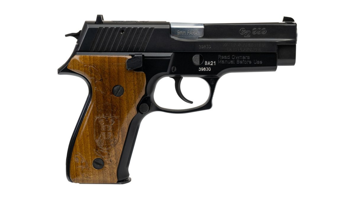 Zastava Arms CZ999SC 9mm 4.25" Chrome Lined Barrel 15+1 Black/Engraved Walnut Grips