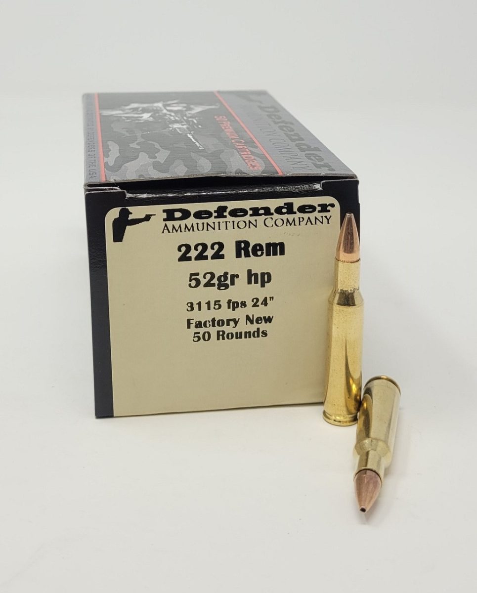 Defender 222 Rem Ammunition DEF222HP52 52 Grain Hollow Point 50 Rounds