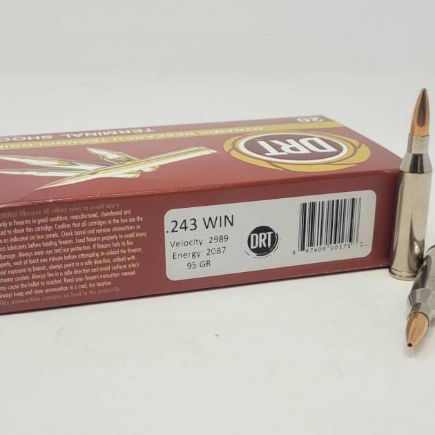 DRT 243 Win Ammunition DRT243TS95 95 Grain Terminal Shock Hollow Point 20 Rounds