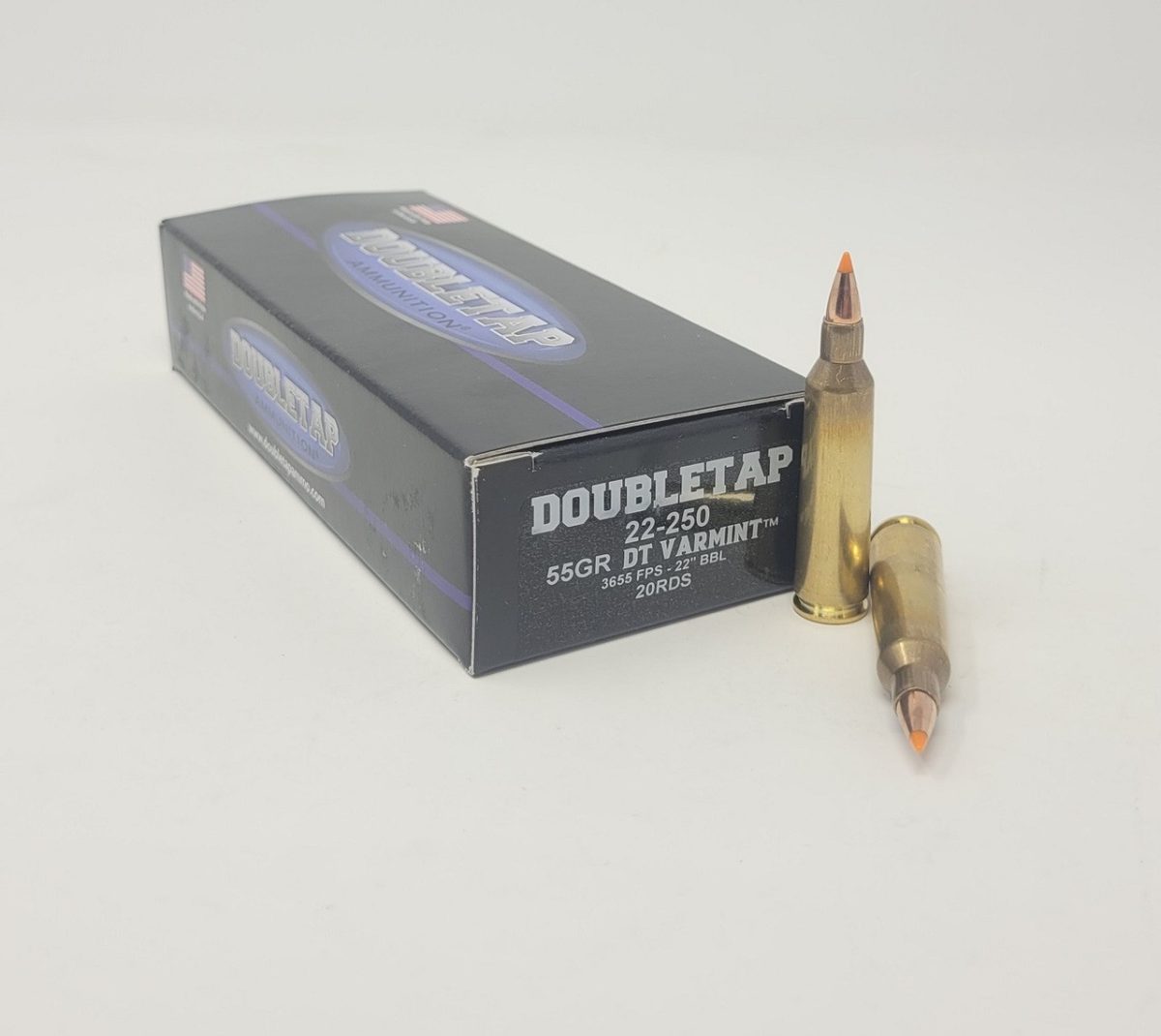 DoubleTap 22-250 Ammunition 2225055BK 55 Grain Varmint Ballistic Tip 20 Rounds