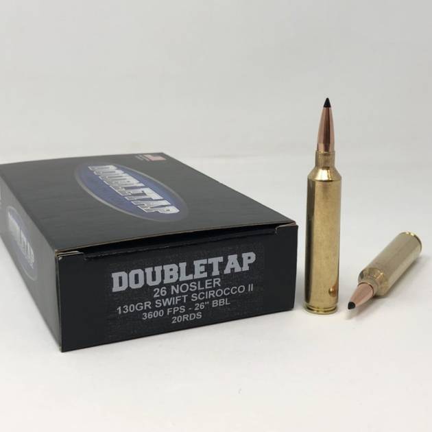 Double Tap 26 Nosler Ammunition 26N130SS 130 Grain Swift Scirocco II 20 Rounds