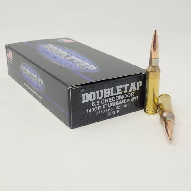 DoubleTap 6.5mm Creedmoor Ammunition 65CM140M 140 Grain Hollow Point Boat Tail 20 Rounds