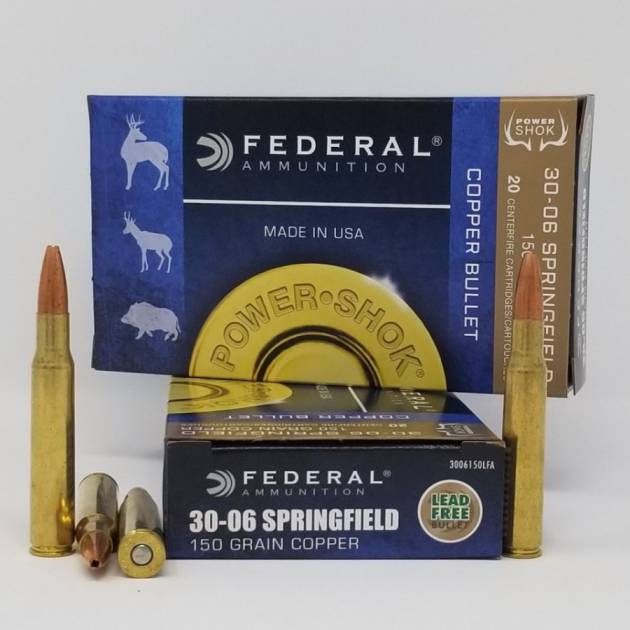 Federal 30-06 Springfield Ammunition Power-Shok 3006150LFA 150 Grain Copper Hollow Point 20 Rounds
