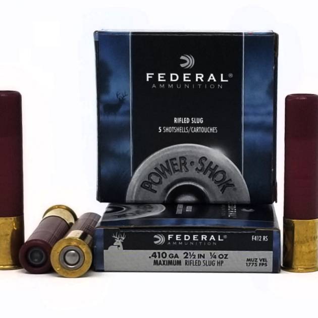 Federal 410 Bore Ammunition Power-Shok F412RS 2-1/2    Slug 1/4oz 1775fps 5 Rounds