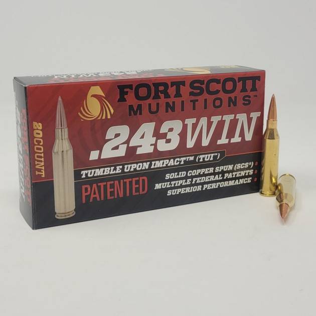 Fort Scott Munitions 243 Win Ammunition FSM243058SCV 58 Grain Solid Copper Spun 20 Rounds