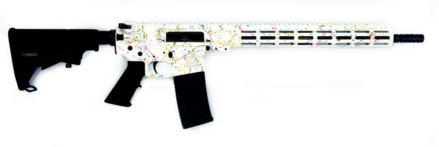 Great Lakes Firearms 223 Wylde GL15223SWHT Saved By The Splatter AR-15 16" 1:8" Nitride Barrel White & Multi-Colored Splatter Cerakote