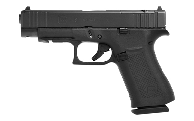 Glock 48 MOS 9mm black pistol with optic-ready slide and front rail
