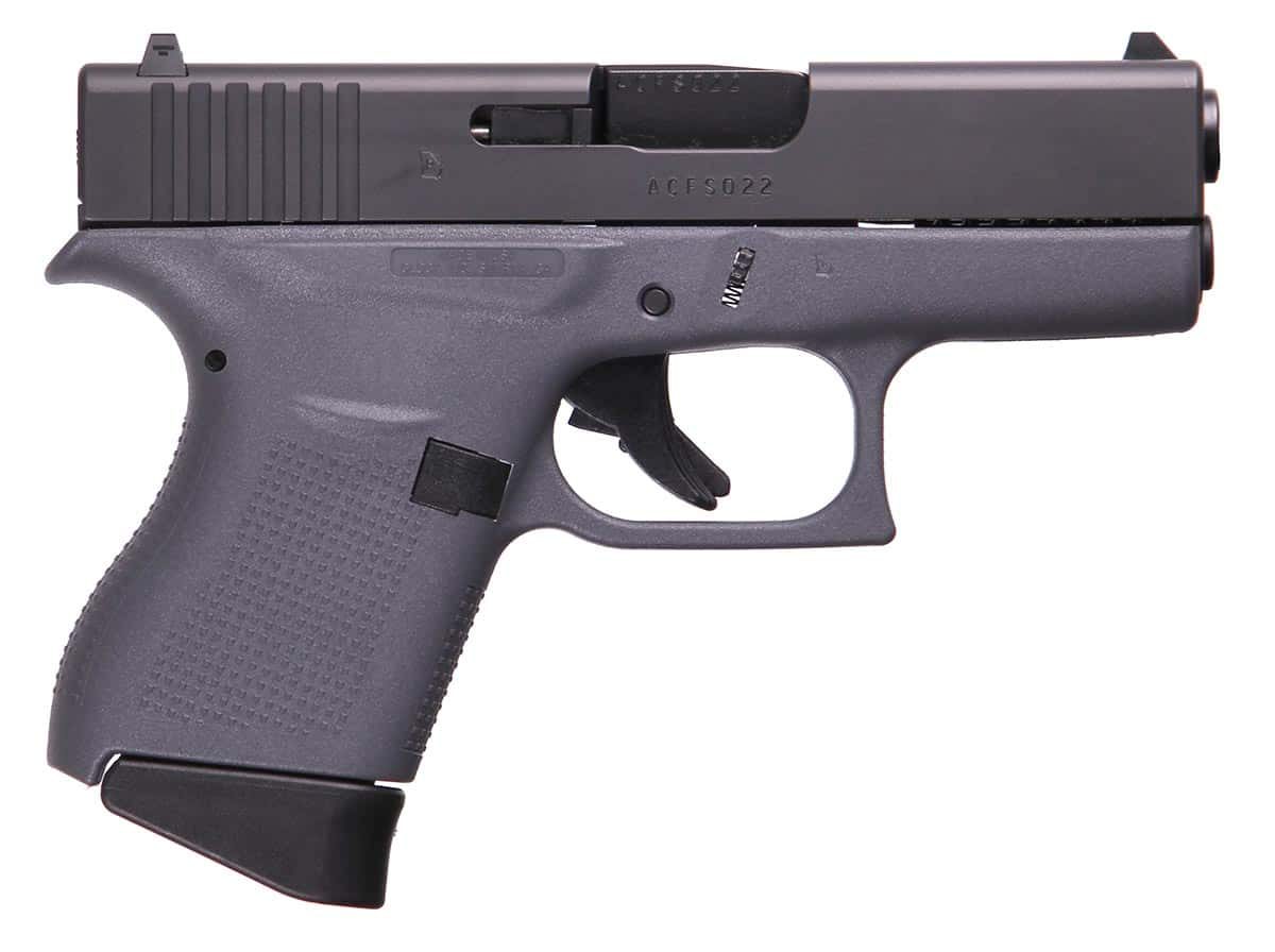 Glock G43 G3 9mm pistol with gray polymer frame and fixed sights