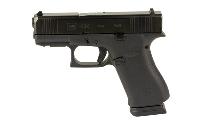 Glock 43X 9mm black pistol with front accessory rail