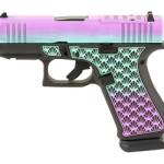 Glock 43X 9mm pistol with 3.41-inch barrel and Island Bug Cerakote finish
