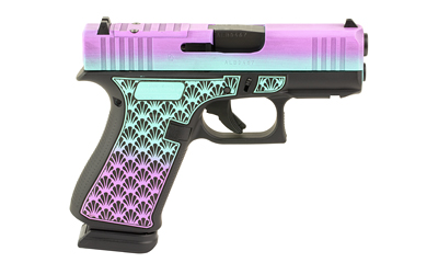Glock 43X 9mm pistol with 3.41-inch barrel and Island Bug Cerakote finish