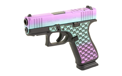 Glock 43X 9mm pistol with 3.41-inch barrel and Island Bug Cerakote finish