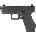 Glock 43X Blackout 2 9mm pistol with black finish and suppressor sights
