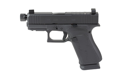 Glock 43X Blackout 2 9mm pistol with black finish and suppressor sights