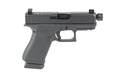 Glock 43X Blackout 2 9mm pistol with black finish and suppressor sights