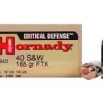 Hornady Critical Defense 40 S&W, 165 gr, FTX, H91340, 20 rounds