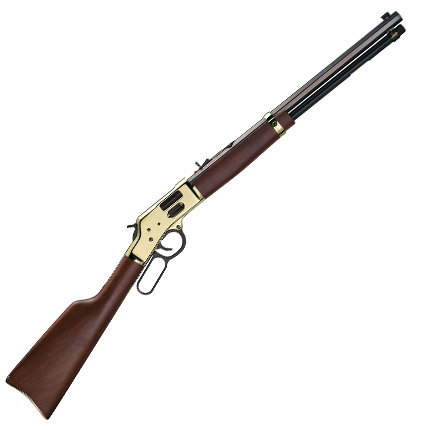 Henry Big Boy H006GM lever-action rifle with brass receiver, walnut stock, and octagon barrel