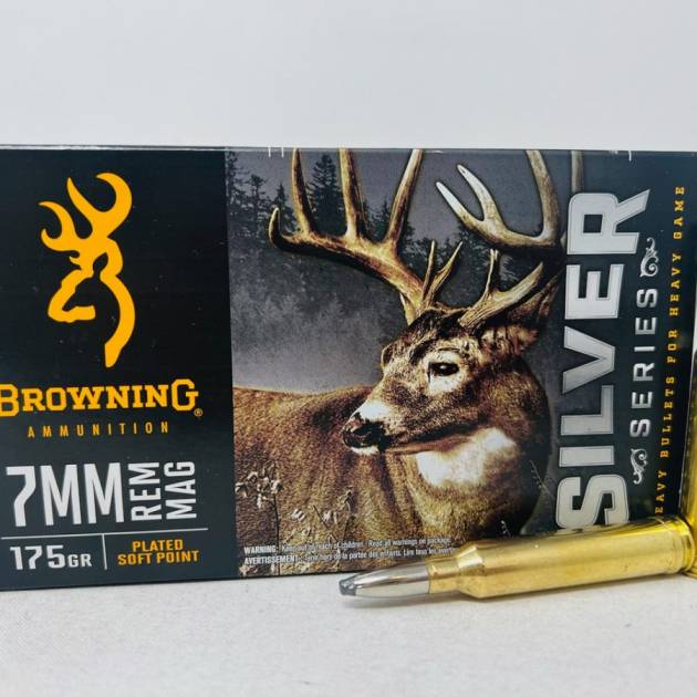 Browning 7mm Rem Mag Ammunition Silver Series B192600071 175 Grain Plated Soft Point 20 Rounds