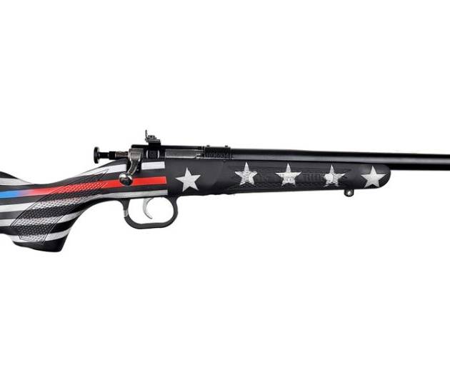 Crickett Rifle KSA2177FRLE G2 .22LR Youth 16.12" Single Shot Old Glory Black and White W/ Red and Blue Stripe