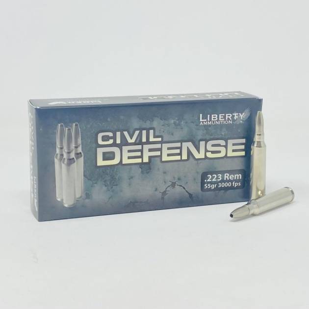 Liberty 223 Rem Ammunition Civil Defense LACD223019 55 Grain Fragmenting Hollow Point Lead-Free 20 Rounds