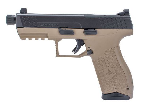 IWI M9ORP17TFD Masada 9mm 4.6" Threaded Barrel 17+1 Flat Dark Earth Optics Ready w/ Suppressor Height Sights