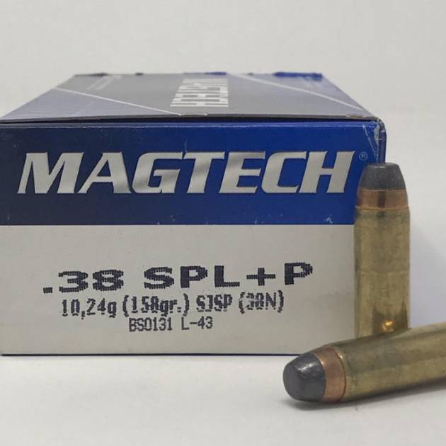 Magtech 38 Special +P Ammunition 38N 158 Grain Semi Jacketed Soft Point Flat Nose 50 Rounds