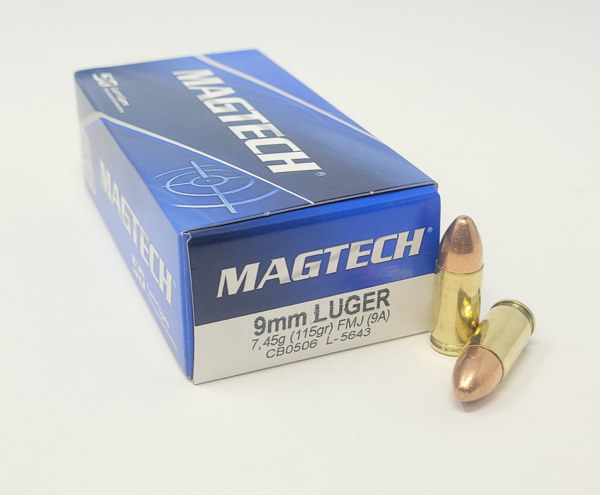 Magtech 9mm Ammunition 115 Grain Full Metal Jacket MT9A 50 rounds