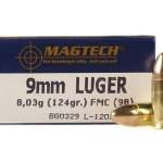 Magtech 9mm Ammunition 124 Grain Full Metal Jacket MT9B 50 rounds