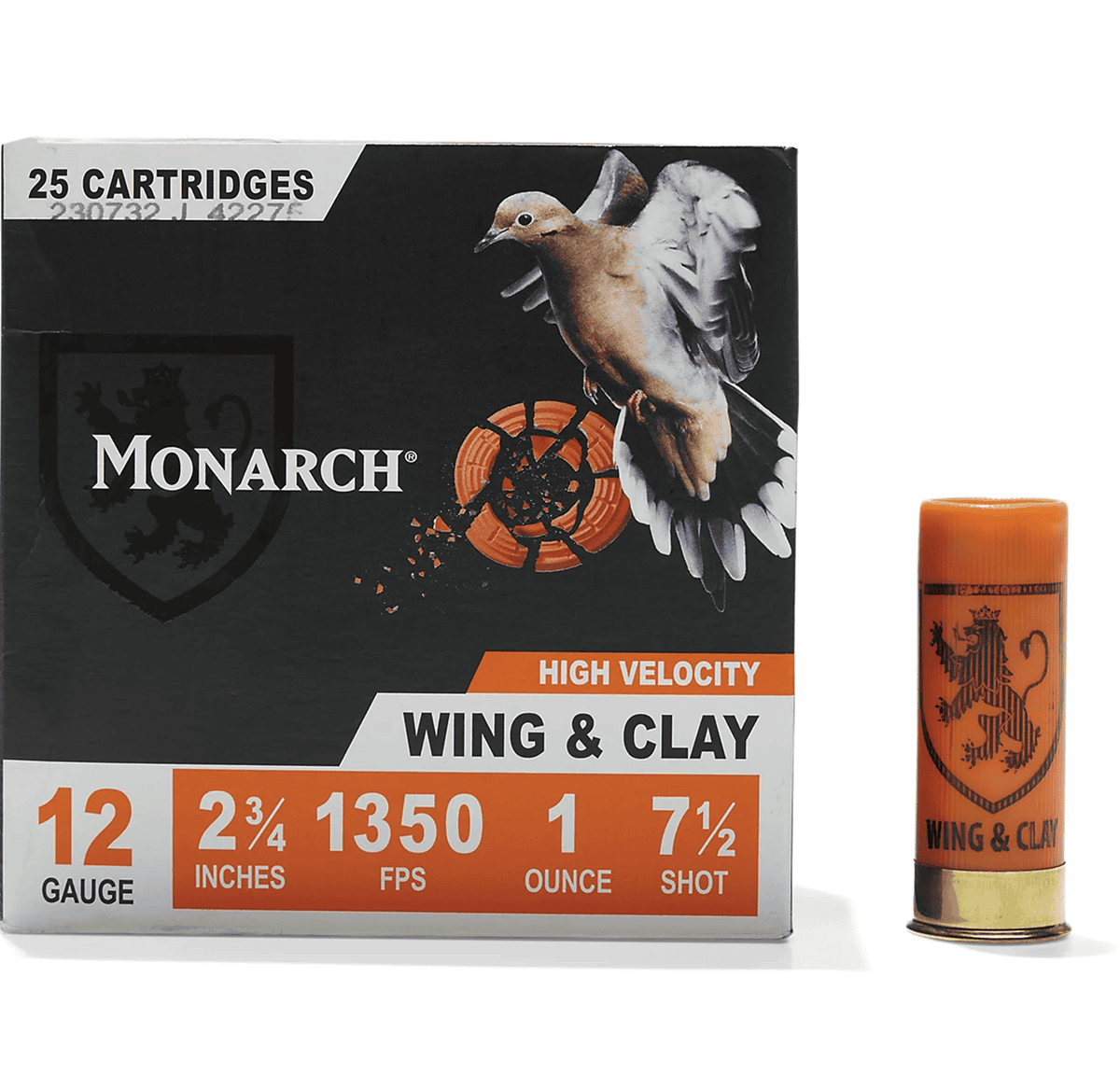 Monarch High Velocity Wing & Clay 12 GA | 2.75", 1 oz, #7.5, 1350 FPS | 25 Rounds | #164867