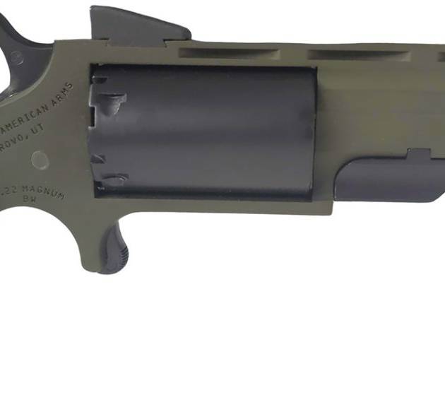 North American Arms NAA-TGH-CB Green Huntsman Mini Revolver .22WMR 5 Rounds 2" SAO OD Green/Black/Rubber Grips W/ .22LR Conversion Cylinder